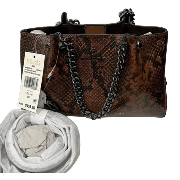 MICHAEL KORS Zena Small Convertible Chain Messenger Brown Purse $458 - Picture 3 of 4